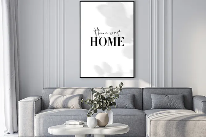 Plakat: Home sweet home minimalistyczna typografia