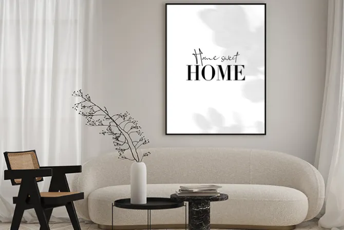 Plakat: Home sweet home minimalistyczna typografia