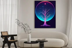 Plakat: Illustration fantasy of neon forest. glowing colorful look like