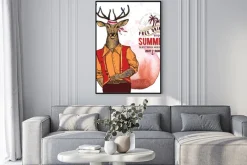 Plakat: Illustration of pirate deer on textured background