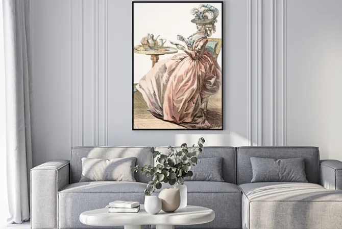 Plakat: Ilustracja / elégante prenant son petit déjeuner