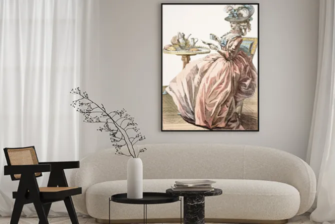 Plakat: Ilustracja / elégante prenant son petit déjeuner