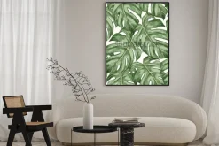 Plakat: Ilustracja gęsto ułożonych liści monstery