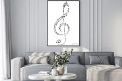 Plakat: Ilustracja klucz wiolinowy g z nut