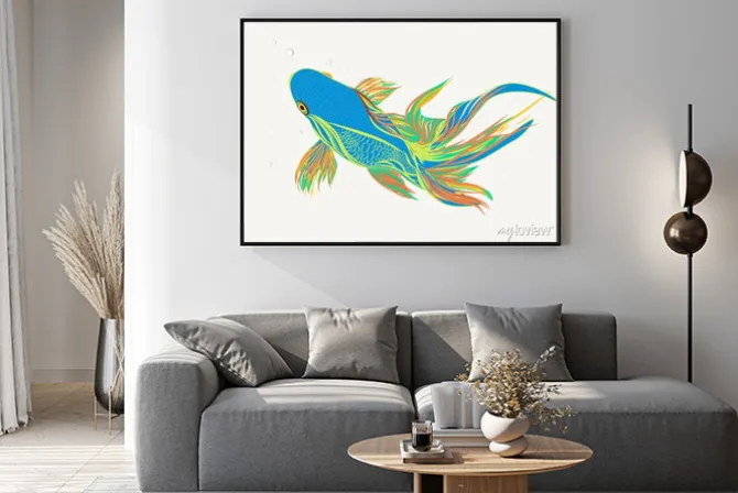 Plakat: Ilustracja kolorowej ryby