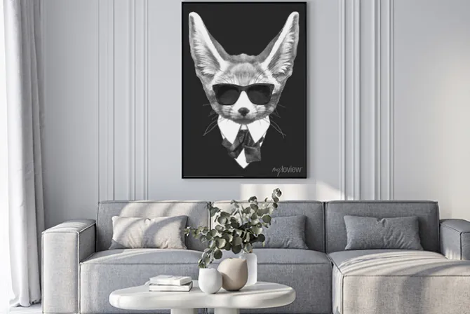 Plakat: Ilustracja lisa fenka w garniturze