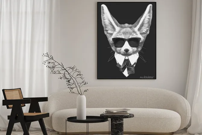 Plakat: Ilustracja lisa fenka w garniturze