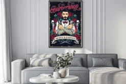 Plakat: Ilustracja retro z barberem