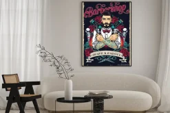 Plakat: Ilustracja retro z barberem