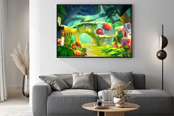 Plakat: Ilustracja: szczęśliwa forest and home piękny mały zwierząt ".