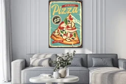 Plakat: Ilustracja vintage z pizzą