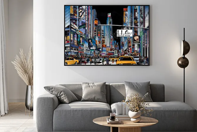 Plakat: Ilustracja wektorowa ulicy w nowym jorku w nocy