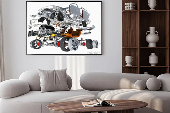 Plakat: Ilustracja z budową samochodu