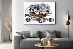 Plakat: Ilustracja z budową samochodu