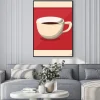 Plakat: Ilustracja z filiżanką na czerwonym tle