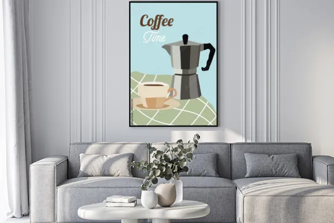 Plakat: Ilustracja z kawą w nowoczesnym stylu
