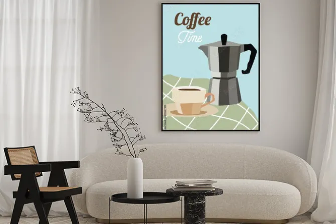Plakat: Ilustracja z kawą w nowoczesnym stylu
