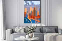 Plakat: Ilustracja z panoramą nowego jorku