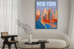 Plakat: Ilustracja z panoramą nowego jorku