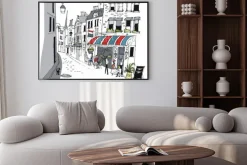 Plakat: Ilustracja z paryską kawiarnią