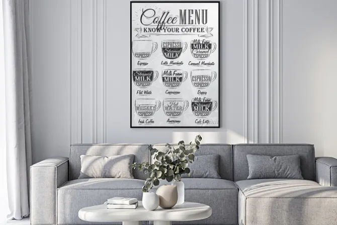 Plakat: Ilustracja z przepisami na kawy