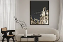 Plakat: Ilustracji wektorowych fasad w paryżu w sztormowej pogody