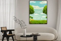 Plakat: Ilustracji wektorowych z pięknym lesie sceny z drzew i niebo