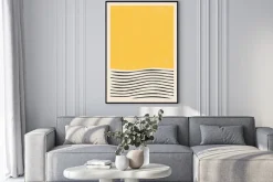 Plakat: Inspirowane bauhausem kompozycja geometryczna z liniami i żółtym