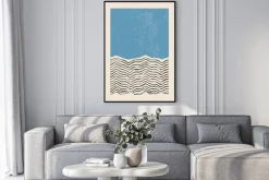 Plakat: Inspirowane bauhausem geometryczna kompozycja linie i niebieskie