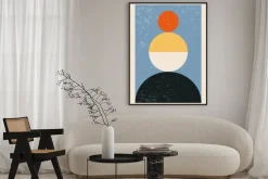 Plakat: Inspirowane bauhausem kompozycja geometryczna z teksturowym tłem