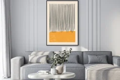 Plakat: Inspirowane bauhausem geometryczna kompozycja pionowe linie i