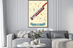 Plakat: Instrumenty muzyczne szablonu graficznego. keytar.