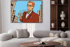 Plakat: Ironiczny ilustracja 1940 lub 1950 retro mężczyzna w okularach,