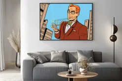 Plakat: Ironiczny ilustracja 1940 lub 1950 retro mężczyzna w okularach,