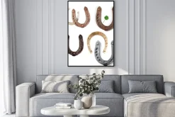 Plakat: Izolowane, podkowy, rdza.