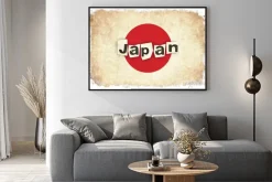 Plakat: Japan grunge flag ilustracji azjatyckiego kraju z tekstem