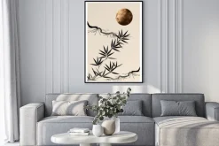 Plakat: Japońska roślinność w blasku księżyca pełni