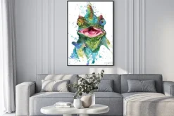 Plakat: Jaszczurka kameleon ręcznie rysowane akwarela ilustracja