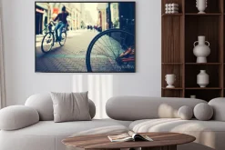 Plakat: Jazda na rowerze w amsterdamie w sunset