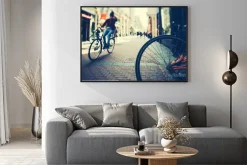Plakat: Jazda na rowerze w amsterdamie w sunset