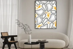 Plakat: Jednolite wzór z kropkami żyrafa skóry w kolorze czarnym i sylwetki