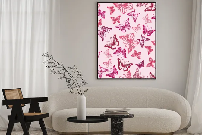 Plakat: Jednolite wzór z sylwetką motyli