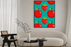 Plakat: Jednolite wzór z truskawek i jabłek