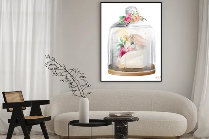 Plakat: Jednorożec pod szklanym kloszem