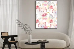 Plakat: Jednorożec wektor akwarela i wzór pegasus