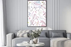 Plakat: Jednorożec wektor akwarela wzór