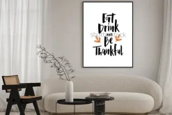 Plakat: Jedz, pić i być wdzięcznym - ręcznie używać typografii napis