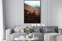 Plakat: Jeleń na polanie jesienny krajobraz