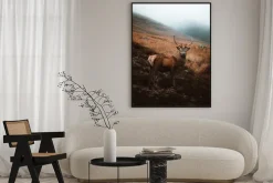 Plakat: Jeleń na polanie jesienny krajobraz