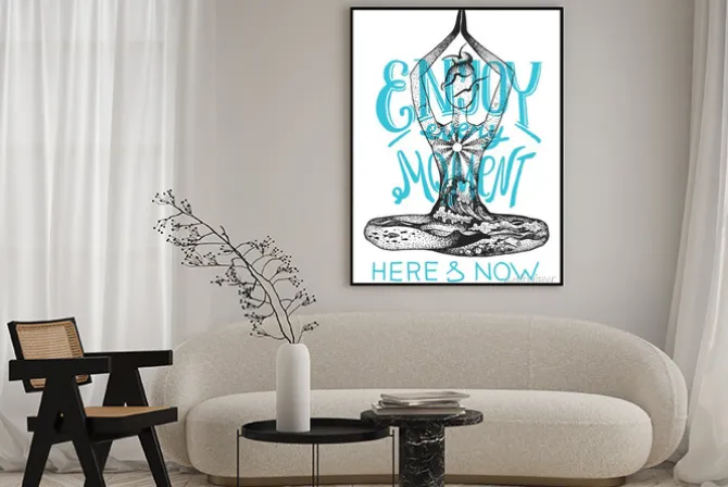 Plakat: Joga stanowi medytację. graficzna wektorowa ręka rysująca ilustracja